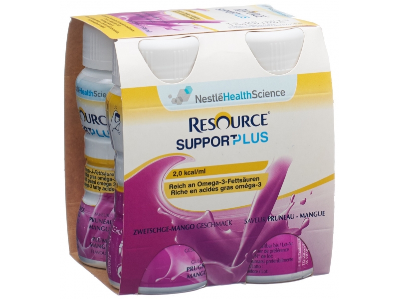 RESOURCE support Plus pruneau-mangue 4 flacons de 125 ml