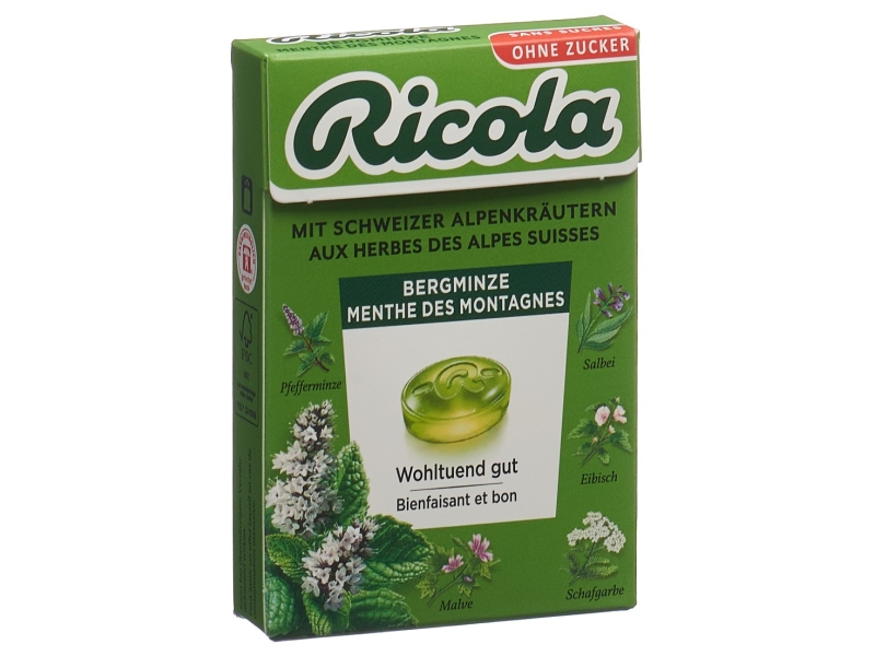 RICOLA Bergminze Bonbons o Zucker Box 50 g