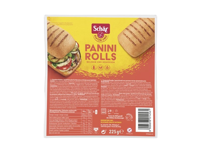 SCHÄR panini rolls sans gluten 225 g