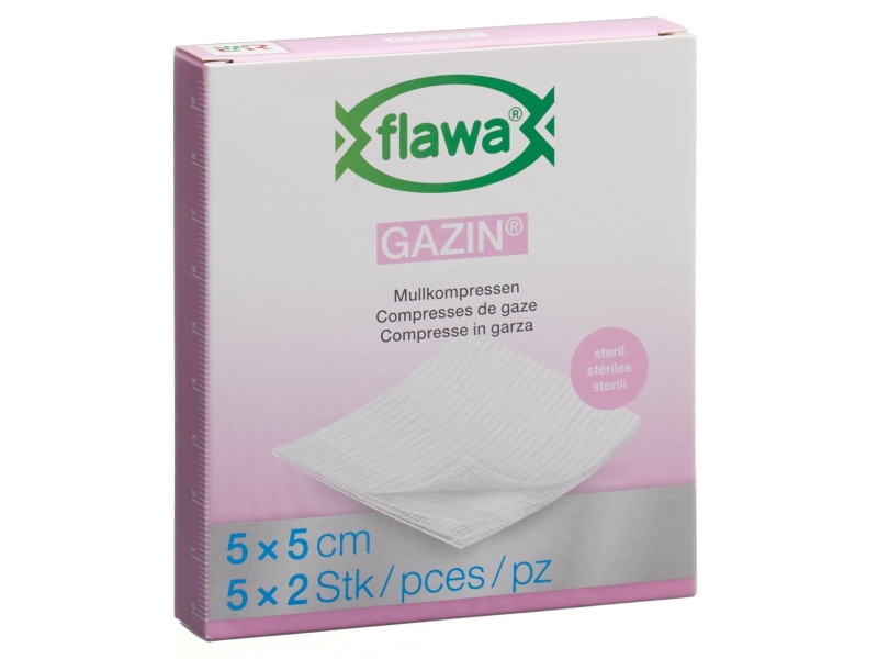 FLAWA Gazin compresses pliées 5x5cm stérile set 5 x 2 pièces