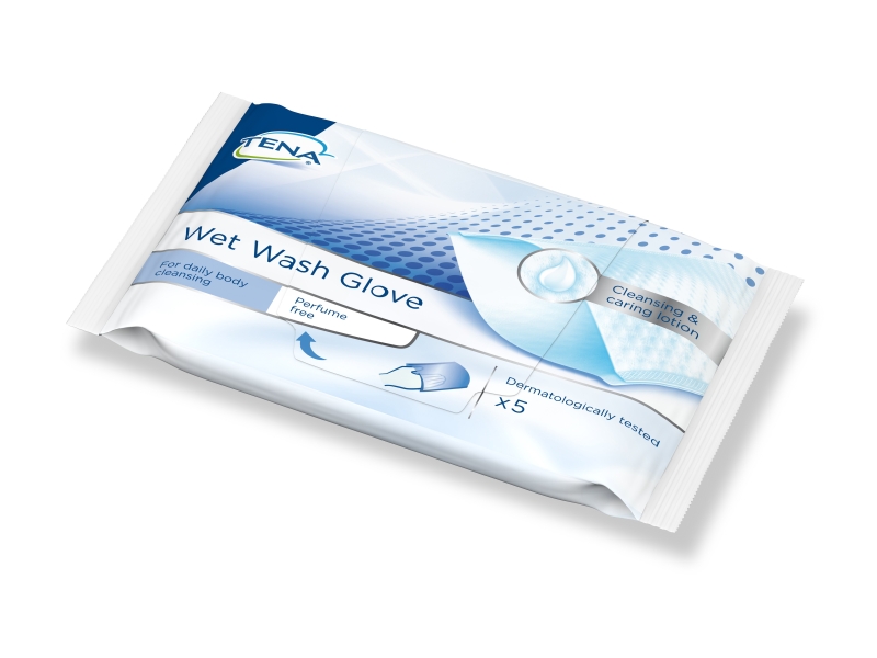 TENA Wet Wash Glove non parfumé 5 pièces