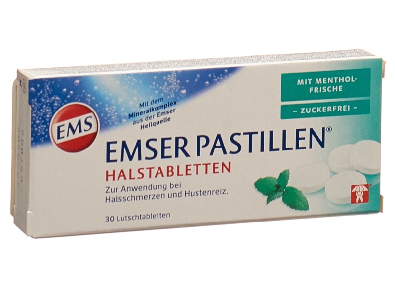 EMSER pastilles sans sucre fraîcheur menthol 30 pièces