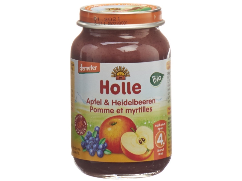 HOLLE pomme et myrtilles bio 190 g