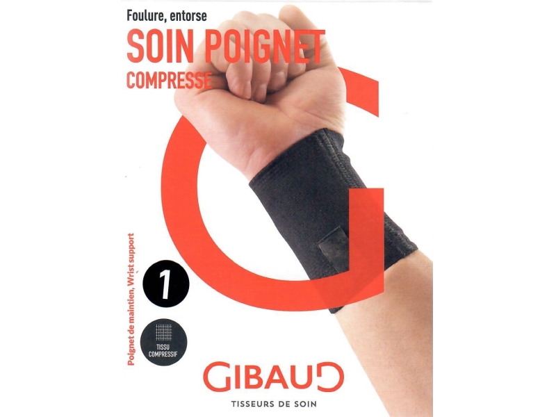 GIBAUD poignet maintien ajustable S 13-15cm noir