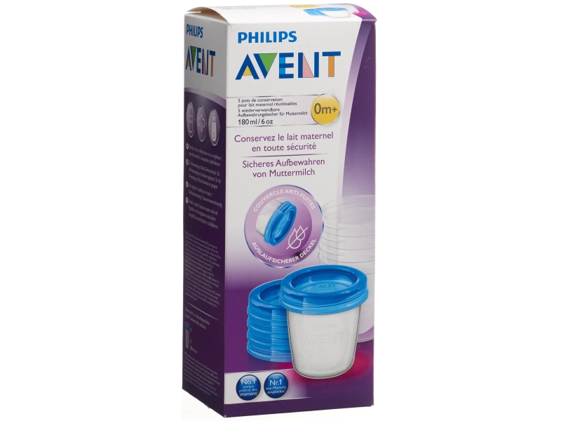 AVENT PHILIPS VIA Aufbewahrbech 180ml 5Bech, 5Deck