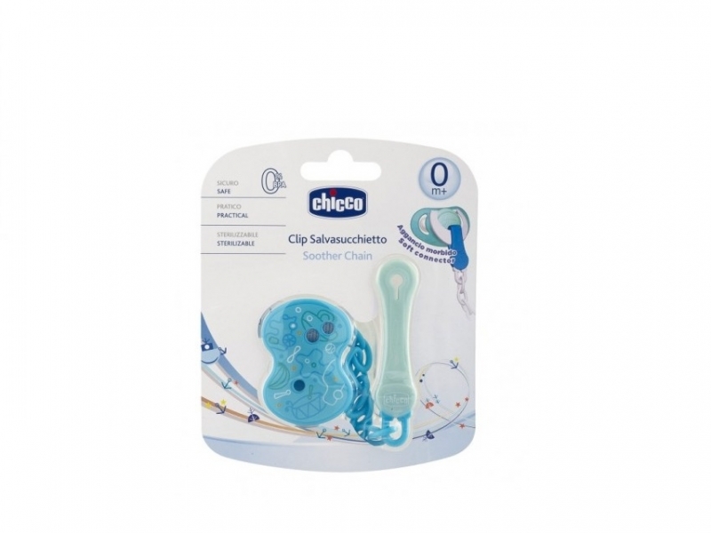 CHICCO Clip mit Kette light blue 0m+