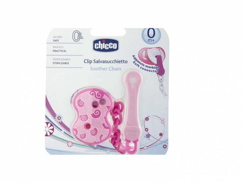 CHICCO Clip mit Kette pink 0m+