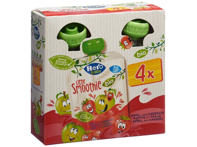 HERO Baby BIO pomme fraise 4 x 90 g