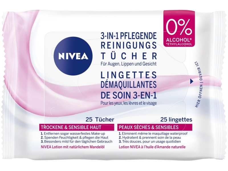 NIVEA lingettes démaquillantes soins 25 pièces