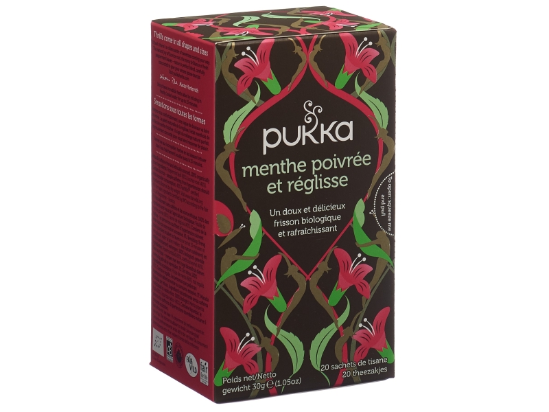 PUKKA Menthe poivrée Réglisse Thé bio sachet 20 pièces